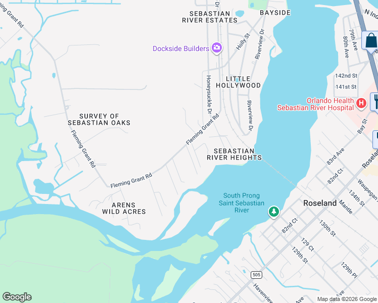 map of restaurants, bars, coffee shops, grocery stores, and more near 9780 Fleming Grant Road in Micco