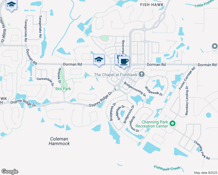 map of restaurants, bars, coffee shops, grocery stores, and more near 6930 Osprey Ridge Drive in Lithia