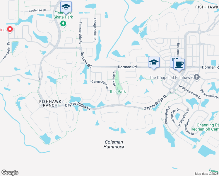 map of restaurants, bars, coffee shops, grocery stores, and more near 6122 Gannetdale Drive in Lithia