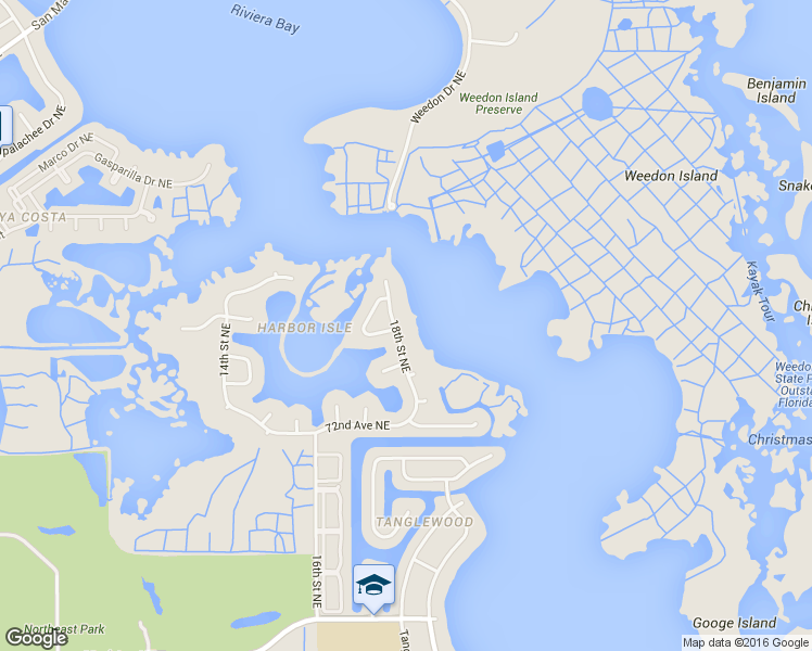 map of restaurants, bars, coffee shops, grocery stores, and more near 7423 18th Street Northeast in Saint Petersburg