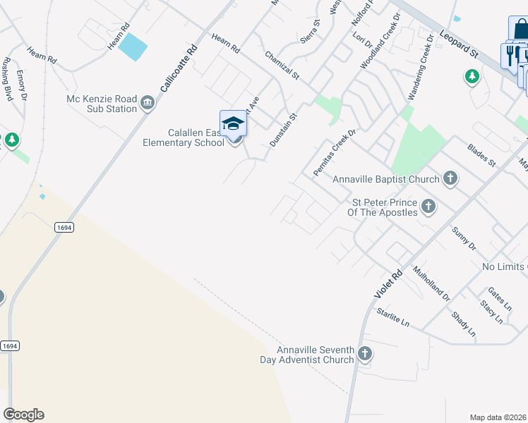 map of restaurants, bars, coffee shops, grocery stores, and more near 3809 Silver Creek Drive in Corpus Christi