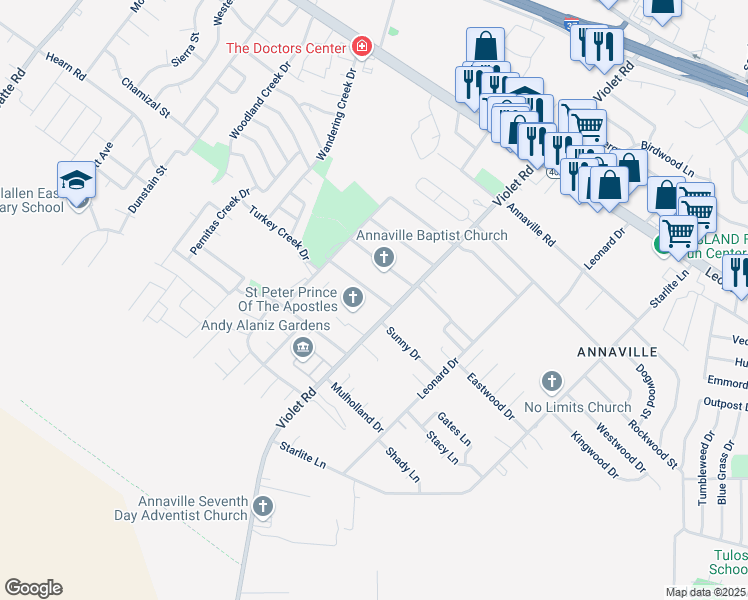 map of restaurants, bars, coffee shops, grocery stores, and more near 11217 Guess Drive in Corpus Christi