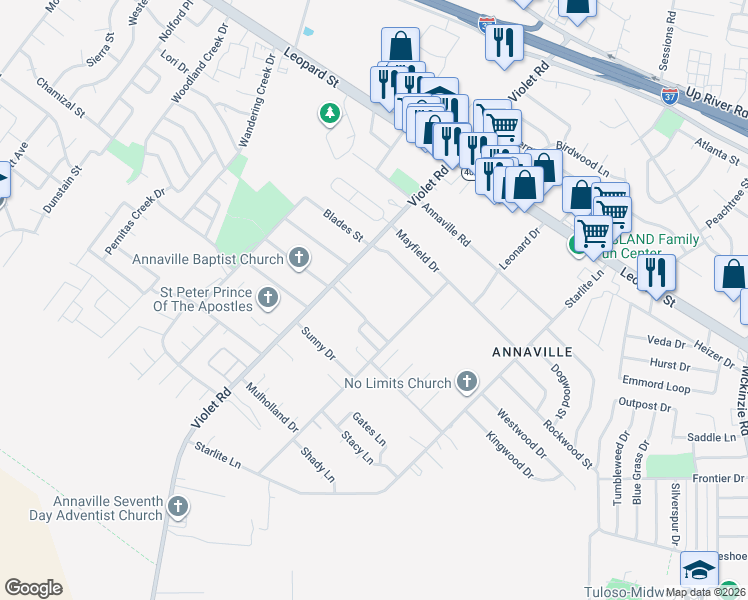 map of restaurants, bars, coffee shops, grocery stores, and more near 5990 Sweet Water in Corpus Christi