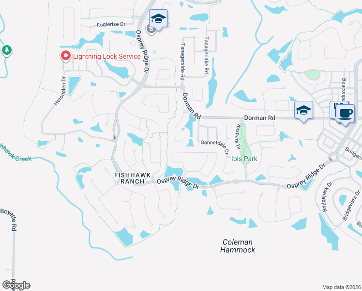 map of restaurants, bars, coffee shops, grocery stores, and more near 15534 Martinmeadow Drive in Lithia