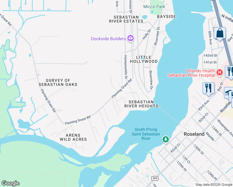 map of restaurants, bars, coffee shops, grocery stores, and more near 9780 Fleming Grant Rd in Micco