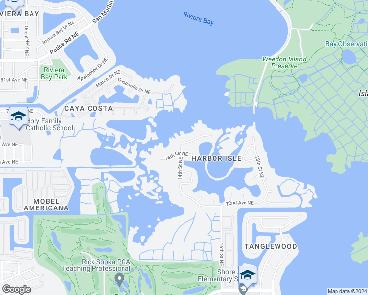 map of restaurants, bars, coffee shops, grocery stores, and more near 1400 75th Circle Northeast in St. Petersburg