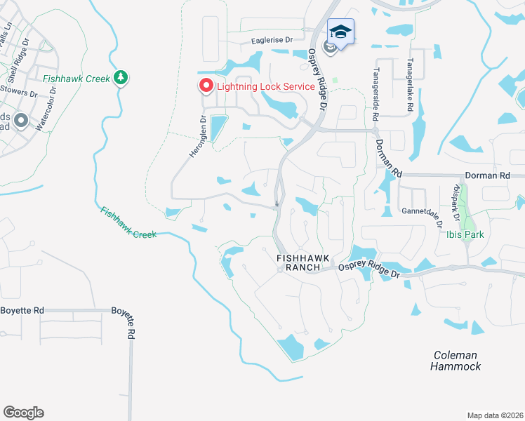 map of restaurants, bars, coffee shops, grocery stores, and more near 14707 Heronglen Drive in Lithia