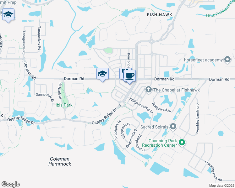 map of restaurants, bars, coffee shops, grocery stores, and more near 16108 Bridgecrossing Drive in Lithia