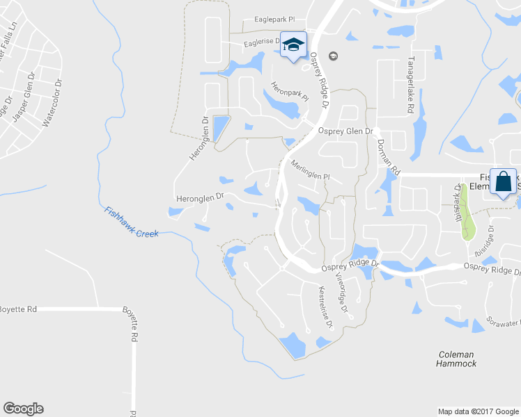 map of restaurants, bars, coffee shops, grocery stores, and more near 14707 Heronglen Drive in Lithia