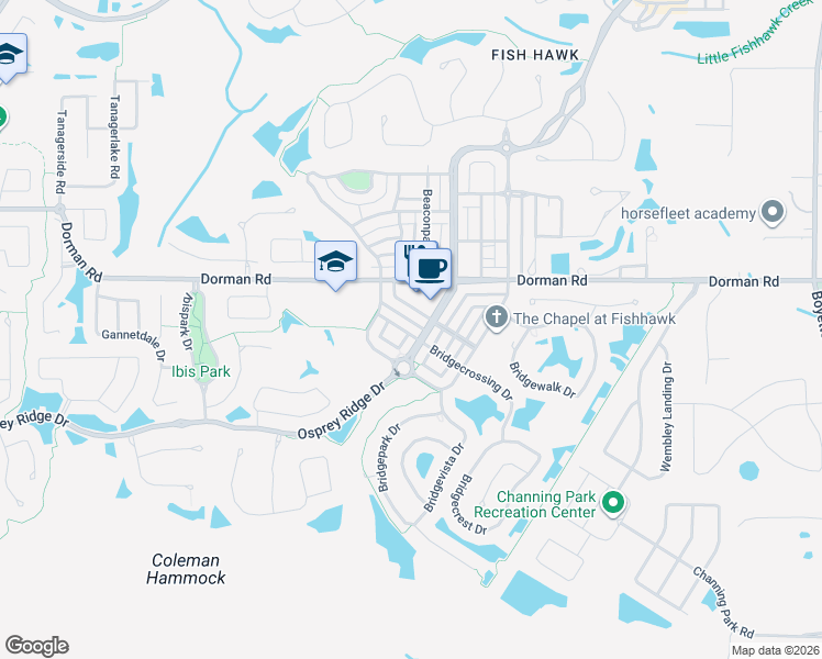 map of restaurants, bars, coffee shops, grocery stores, and more near 16147 Churview Drive in Lithia