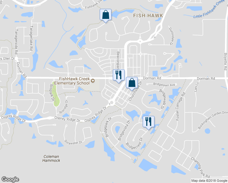map of restaurants, bars, coffee shops, grocery stores, and more near 16147 Churview Drive in Lithia