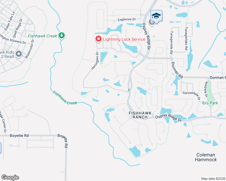 map of restaurants, bars, coffee shops, grocery stores, and more near 14721 Heronglen Drive in Lithia
