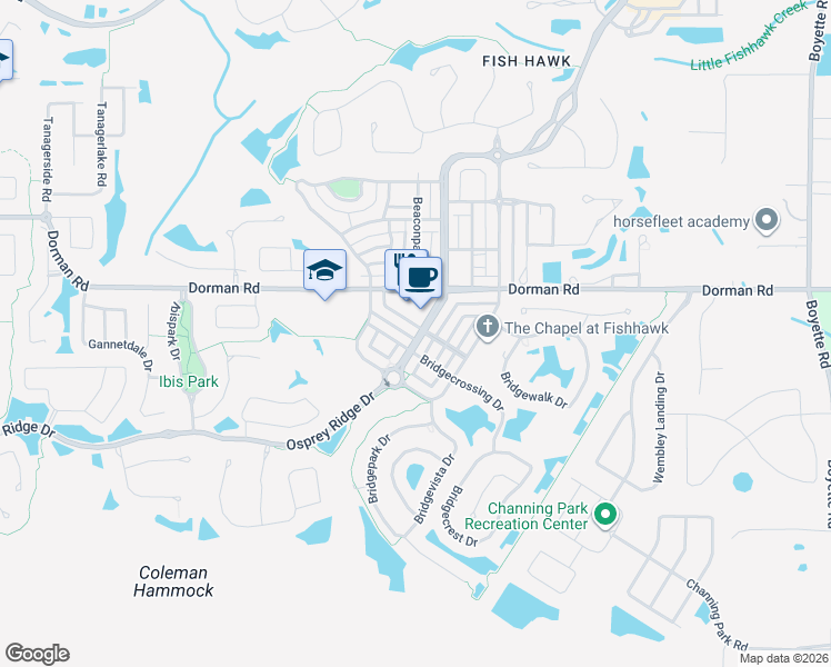 map of restaurants, bars, coffee shops, grocery stores, and more near 16147 Churview Drive in Lithia