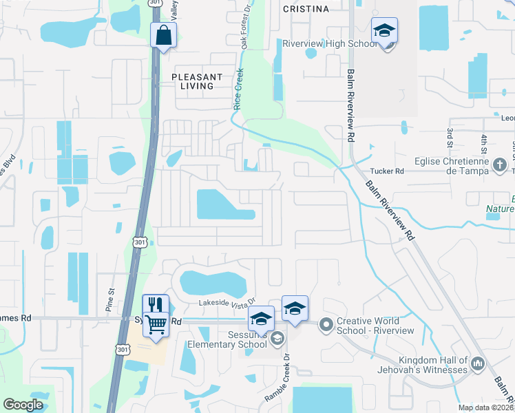 map of restaurants, bars, coffee shops, grocery stores, and more near 10907 Aztec Avenue in Riverview