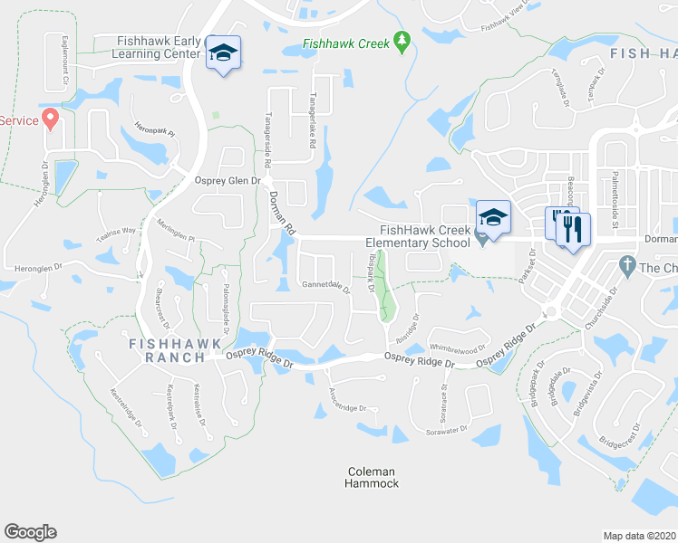 map of restaurants, bars, coffee shops, grocery stores, and more near 15532 Gannetglade Lane in Lithia