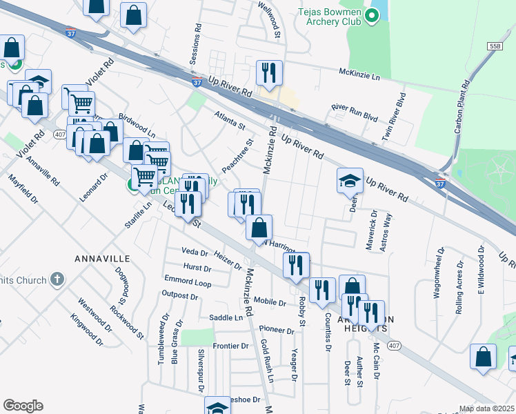 map of restaurants, bars, coffee shops, grocery stores, and more near in CORP CHRISTI