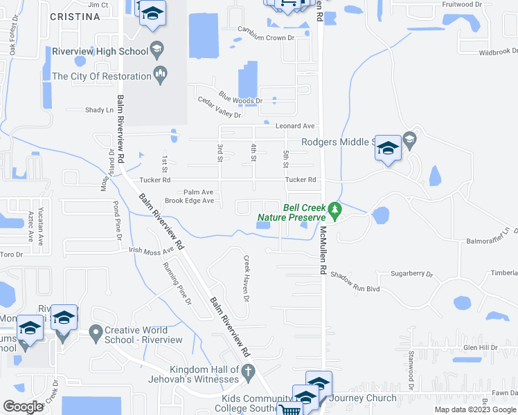 map of restaurants, bars, coffee shops, grocery stores, and more near 11603 Grange Stead Lane in Riverview