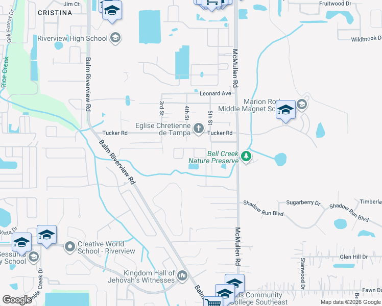 map of restaurants, bars, coffee shops, grocery stores, and more near 11603 Grange Stead Lane in Riverview