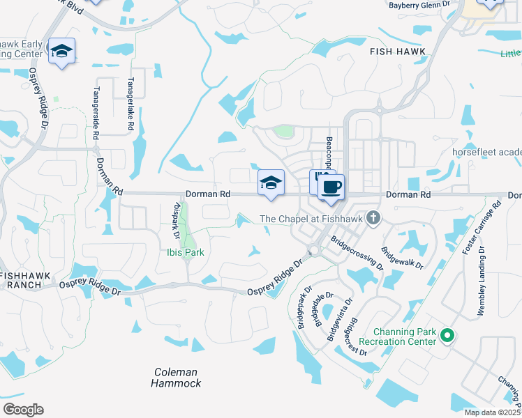 map of restaurants, bars, coffee shops, grocery stores, and more near 16815 Dorman Road in Lithia
