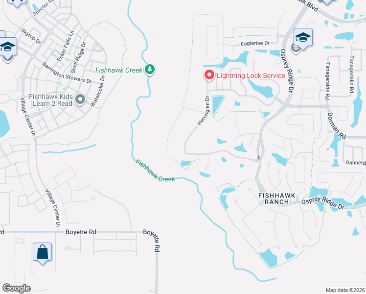 map of restaurants, bars, coffee shops, grocery stores, and more near 14818 Heronglen Drive in Lithia