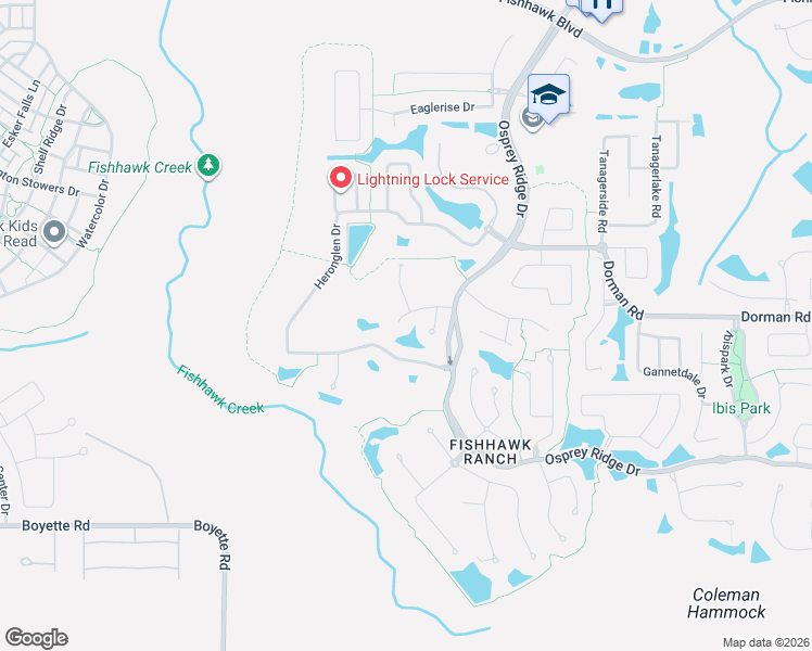 map of restaurants, bars, coffee shops, grocery stores, and more near 15106 Tealrise Way in Lithia