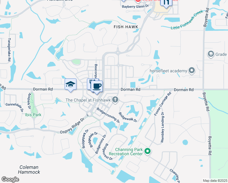 map of restaurants, bars, coffee shops, grocery stores, and more near 17043 Dorman Road in Lithia