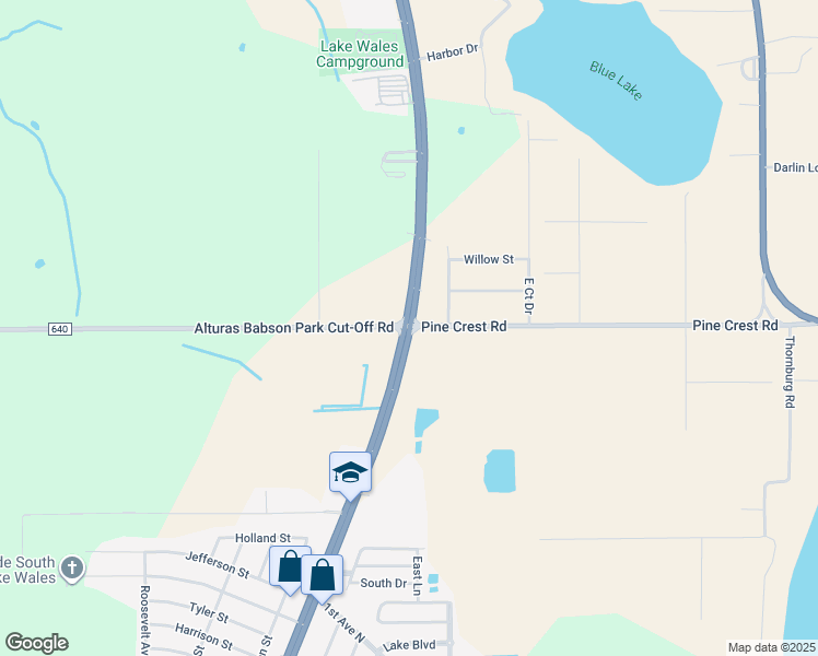 map of restaurants, bars, coffee shops, grocery stores, and more near 105 Alturas Babson Park Cutoff in Lake Wales