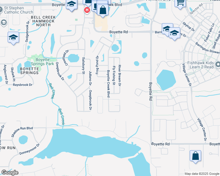 map of restaurants, bars, coffee shops, grocery stores, and more near 10507 Boyette Creek Boulevard in Riverview