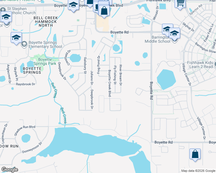 map of restaurants, bars, coffee shops, grocery stores, and more near 10509 Boyette Creek Boulevard in Riverview