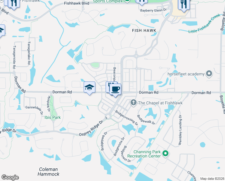 map of restaurants, bars, coffee shops, grocery stores, and more near 16958 Dorman Road in Lithia