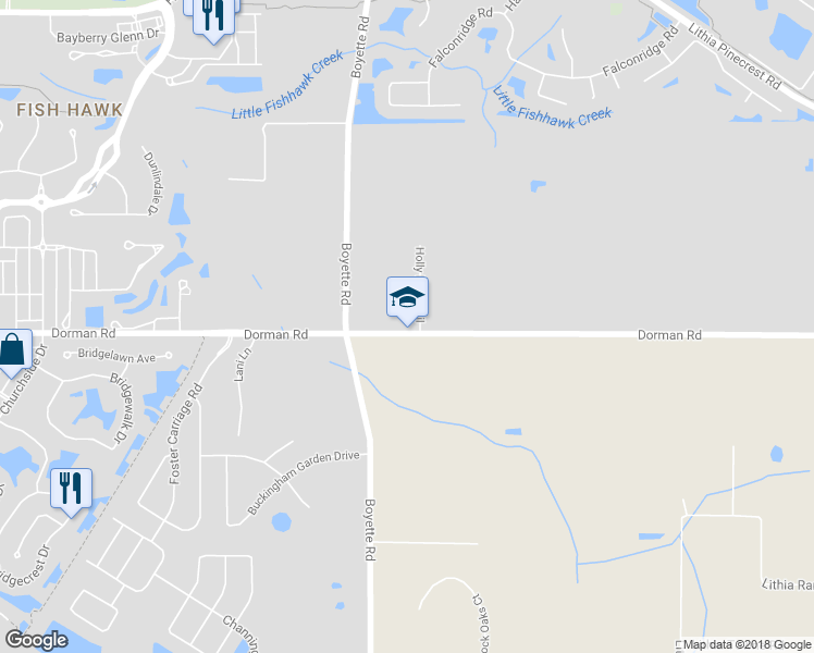 map of restaurants, bars, coffee shops, grocery stores, and more near 18704 Holly Pine Trail in Lithia