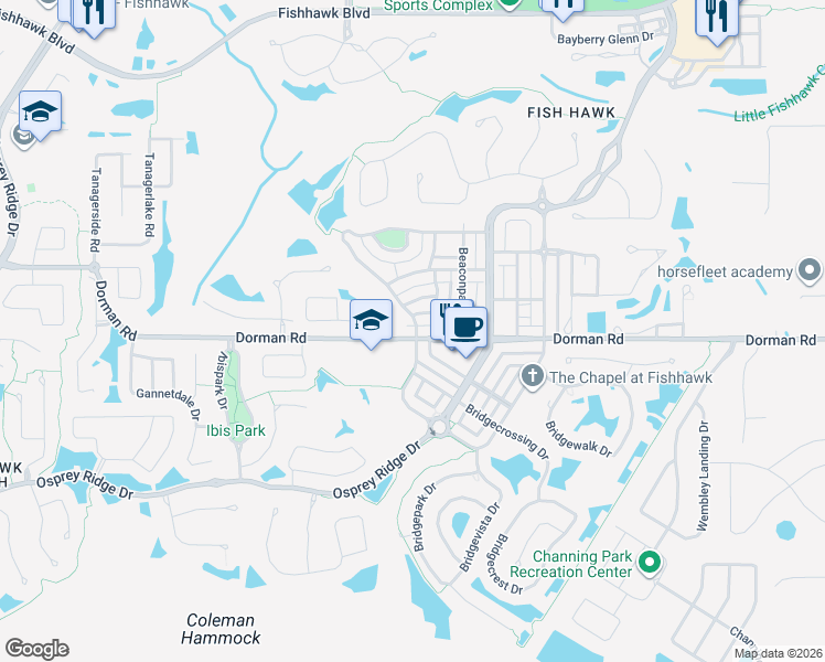 map of restaurants, bars, coffee shops, grocery stores, and more near 16858 Dorman Road in Lithia