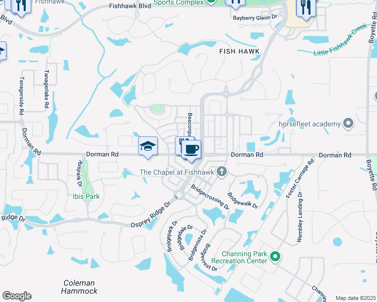 map of restaurants, bars, coffee shops, grocery stores, and more near 16958 Dorman Road in Lithia