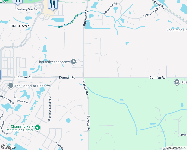 map of restaurants, bars, coffee shops, grocery stores, and more near 17726 Dorman Road in Lithia
