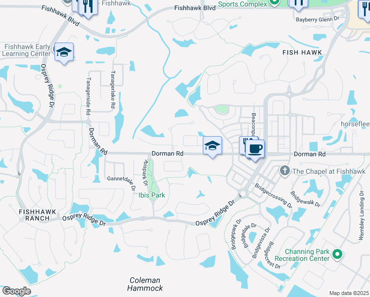 map of restaurants, bars, coffee shops, grocery stores, and more near 5855 Wrenwater Drive in Lithia