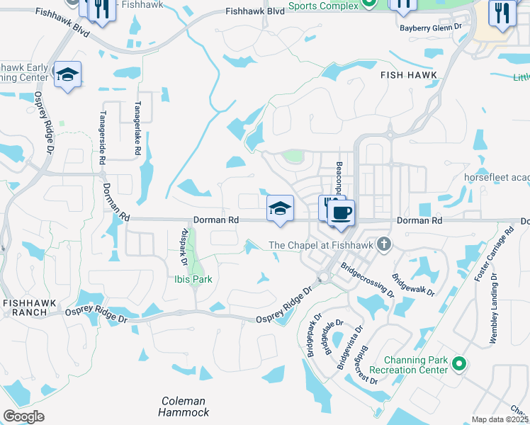 map of restaurants, bars, coffee shops, grocery stores, and more near 5907 Wrenwater Drive in Lithia