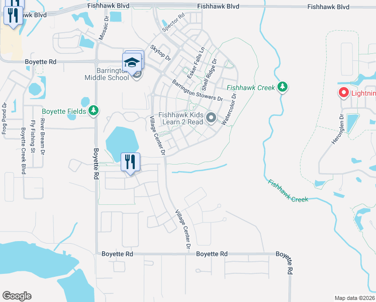 map of restaurants, bars, coffee shops, grocery stores, and more near 5960 Watercolor Drive in Lithia