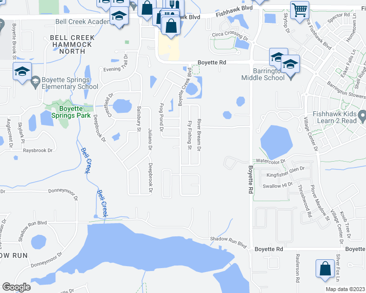map of restaurants, bars, coffee shops, grocery stores, and more near 10507 Boyette Creek Boulevard in Riverview