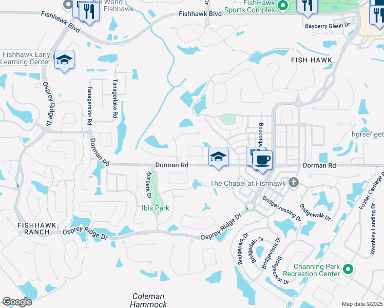 map of restaurants, bars, coffee shops, grocery stores, and more near 5858 Wrenwater Drive in Lithia
