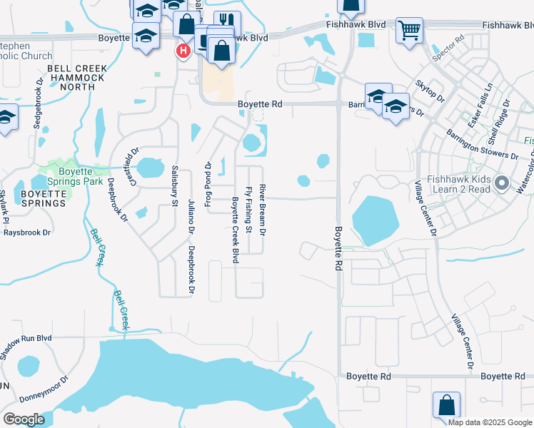 map of restaurants, bars, coffee shops, grocery stores, and more near 13717 Gentle Woods Avenue in Riverview