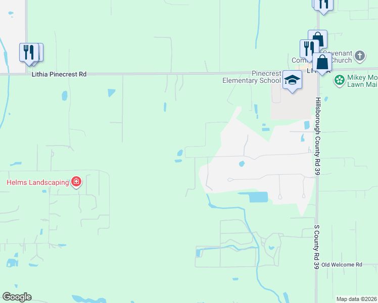map of restaurants, bars, coffee shops, grocery stores, and more near 510 Cloverleaf Drive in Lithia