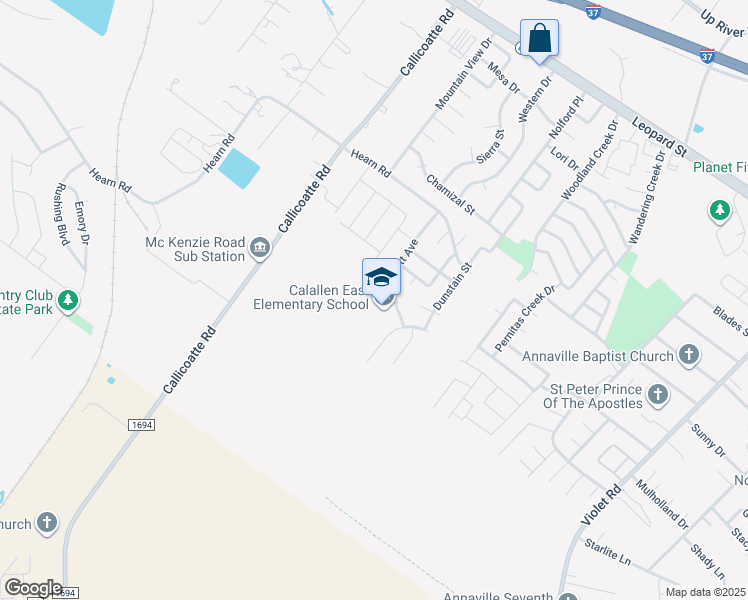 map of restaurants, bars, coffee shops, grocery stores, and more near 3709 Lott Avenue in Corpus Christi