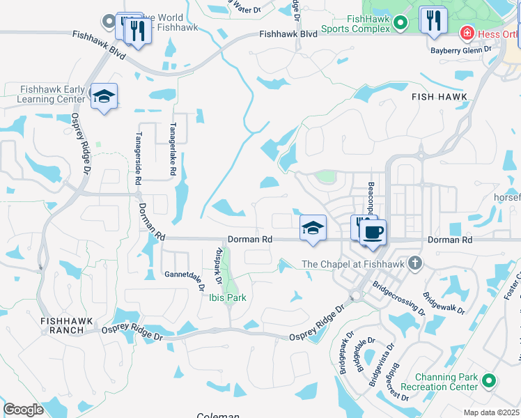 map of restaurants, bars, coffee shops, grocery stores, and more near 5910 Phoebenest Drive in Lithia
