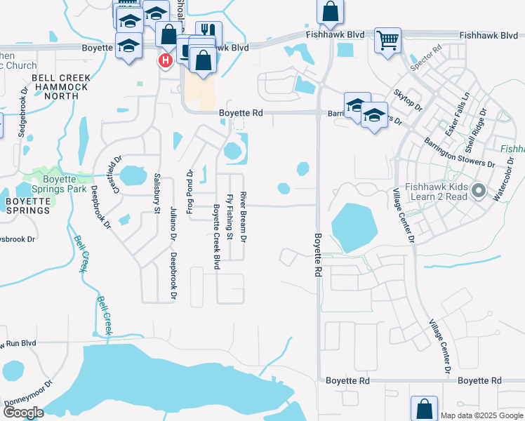 map of restaurants, bars, coffee shops, grocery stores, and more near 13717 Gentle Woods Avenue in Riverview