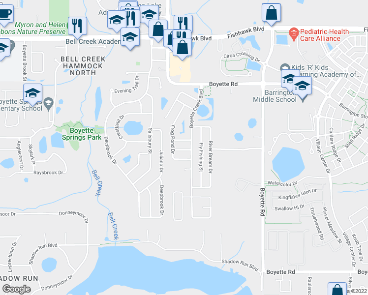 map of restaurants, bars, coffee shops, grocery stores, and more near 13512 Blue Sunfish Court in Riverview