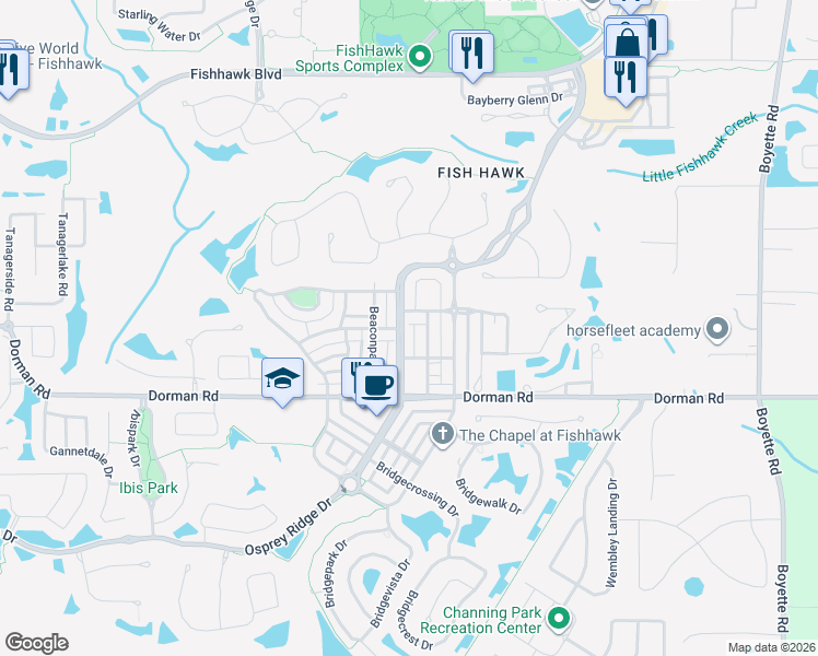 map of restaurants, bars, coffee shops, grocery stores, and more near 5919 Palmettoside Street in Lithia