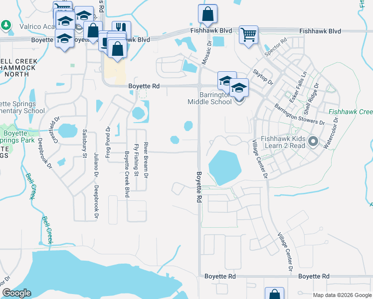 map of restaurants, bars, coffee shops, grocery stores, and more near 13831 Gentle Woods Avenue in Riverview