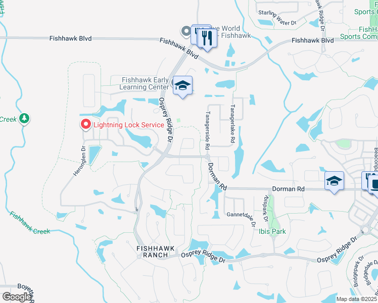map of restaurants, bars, coffee shops, grocery stores, and more near 5811 Meadowpark Place in Lithia