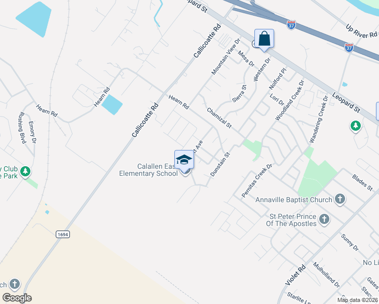 map of restaurants, bars, coffee shops, grocery stores, and more near 3837 Lott Avenue in Corpus Christi