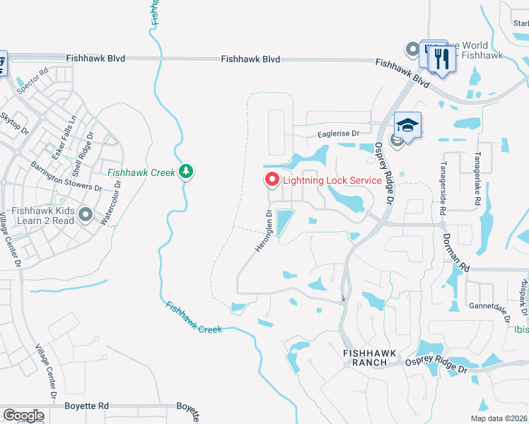 map of restaurants, bars, coffee shops, grocery stores, and more near 14912 Heronglen Drive in Lithia